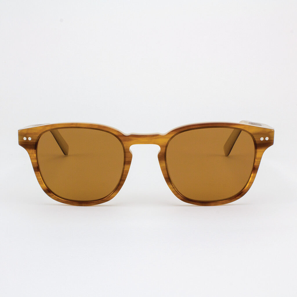 Pinecrest Havana cream and gold strips acetate & wood sunglasses