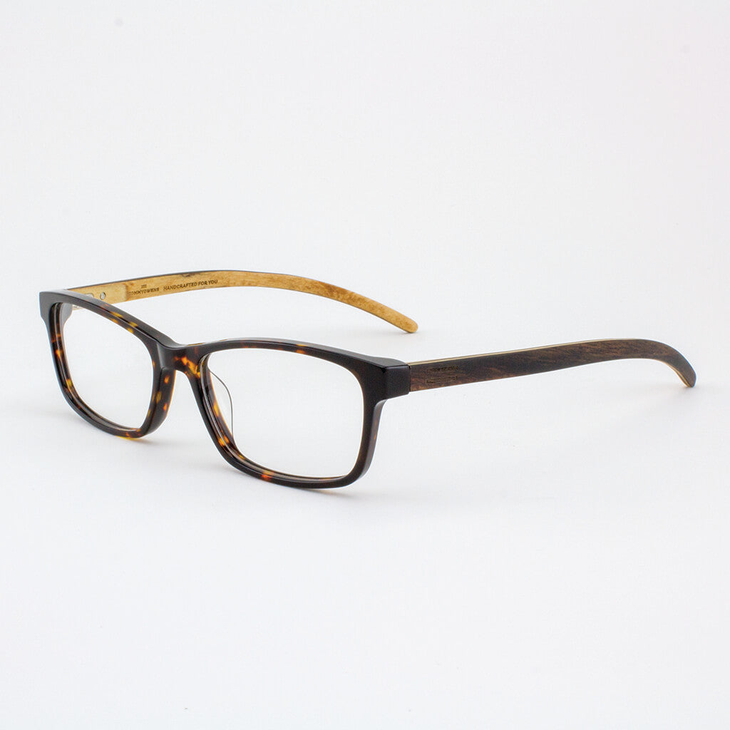 Island Skye tortoise shell acetate and wood eyeglasses with ebony temples