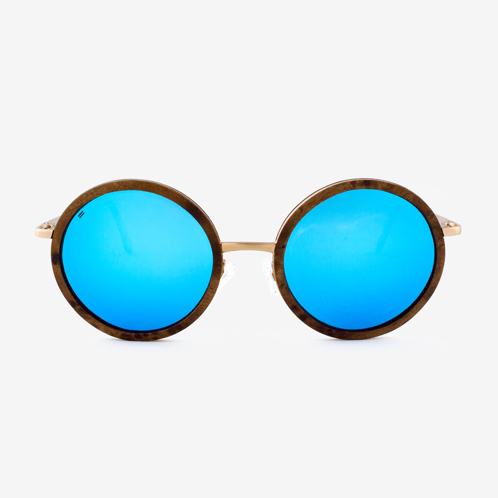 Largo burl and gold metal wood sunglasses