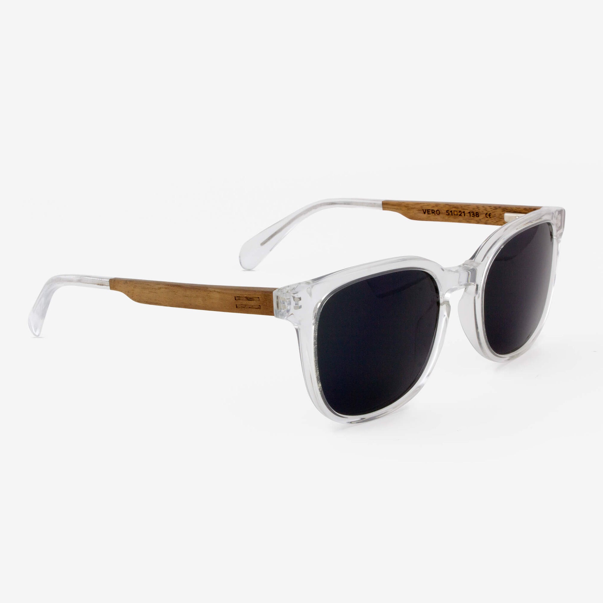 Vero clear acetate and wood sunglasses