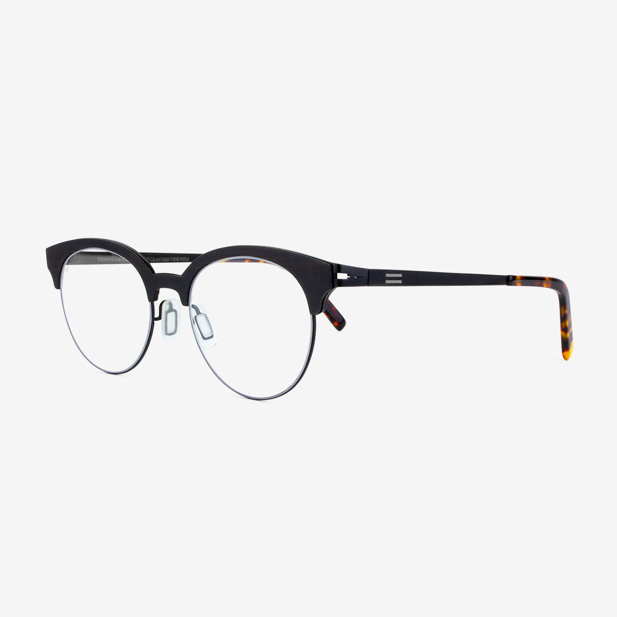 Lightweight black maple wood and metal eyeglass frames