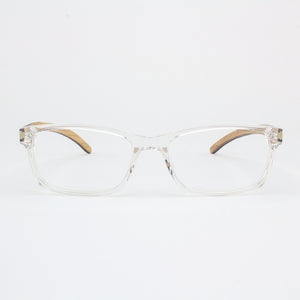 Clear acetate and wood eyeglasses