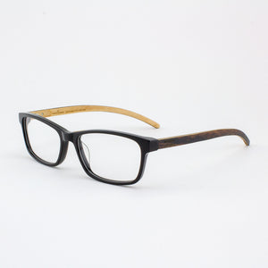Piano black acetate and wood eyeglasses with ebony temples