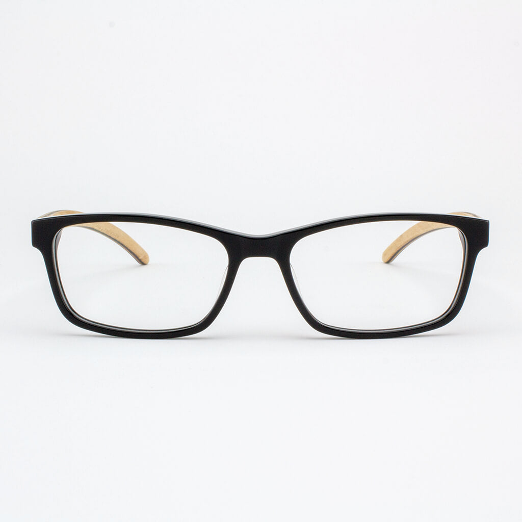 Piano black acetate and wood eyeglasses
