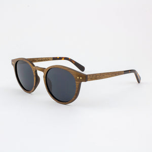 Marion black walnut adjustable wood sunglasses with tortoise shell acetate tips
