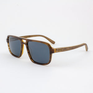 Rockledge tobacco tortoise shell acetate and wood sunglasses with walnut temples