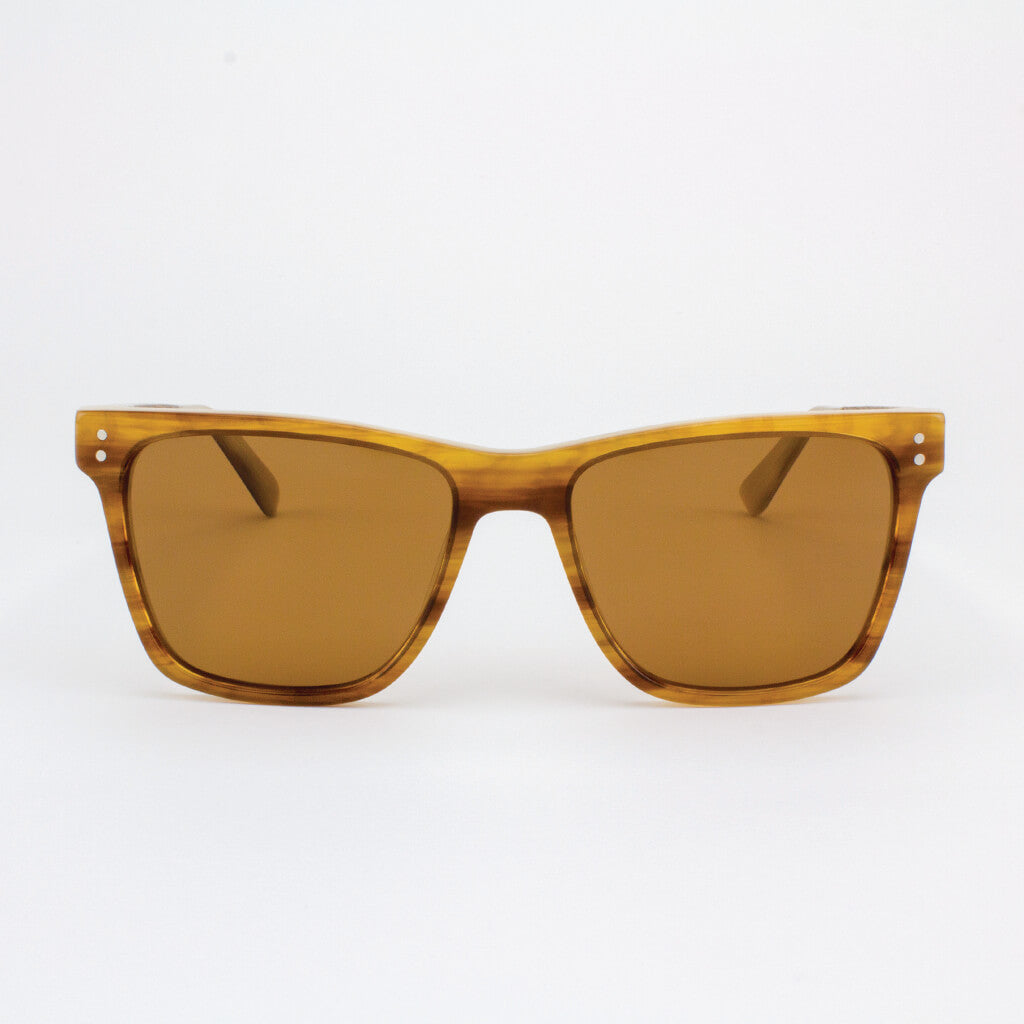 Hawthorne Havana cream and gold strips acetate &amp; wood sunglasses