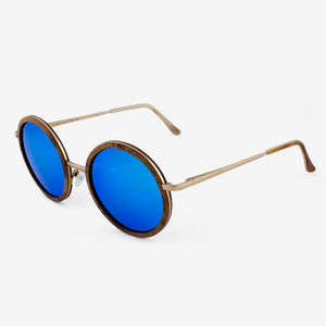 Largo burl and gold metal wood sunglasses with acetate tips