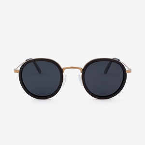 Pasco rose gold lightweight titanium & ebony rimmed wood sunglasses