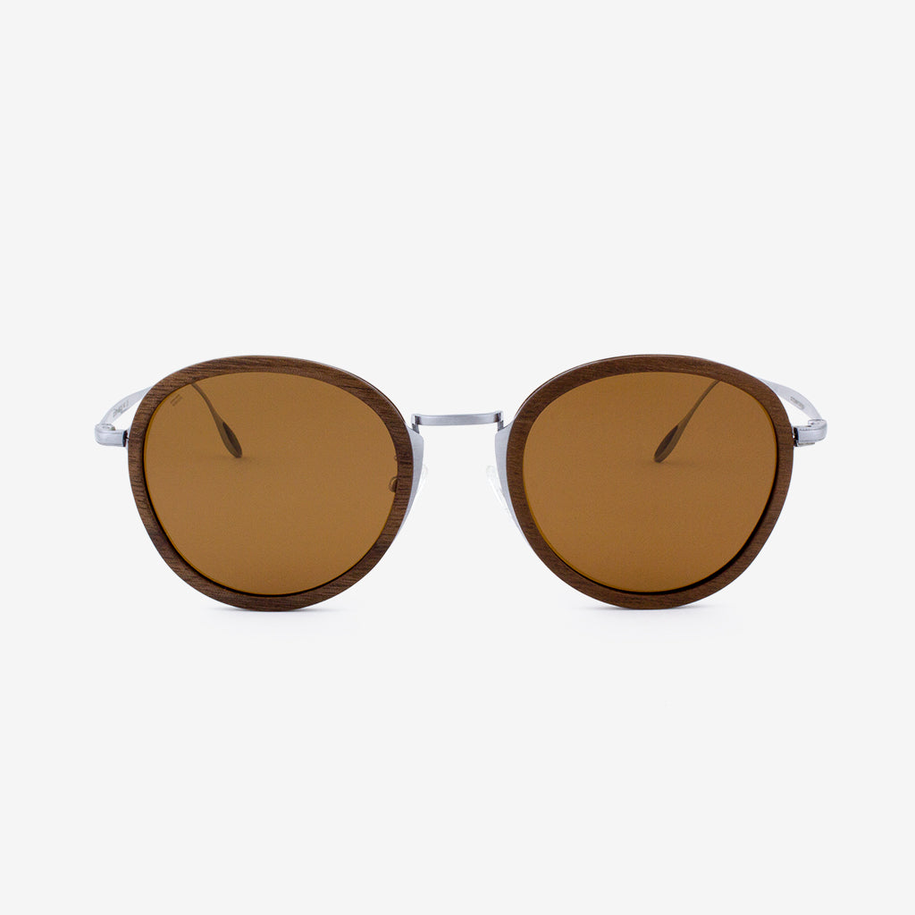 Richey silver lightweight titanium & walnut wood sunglasses