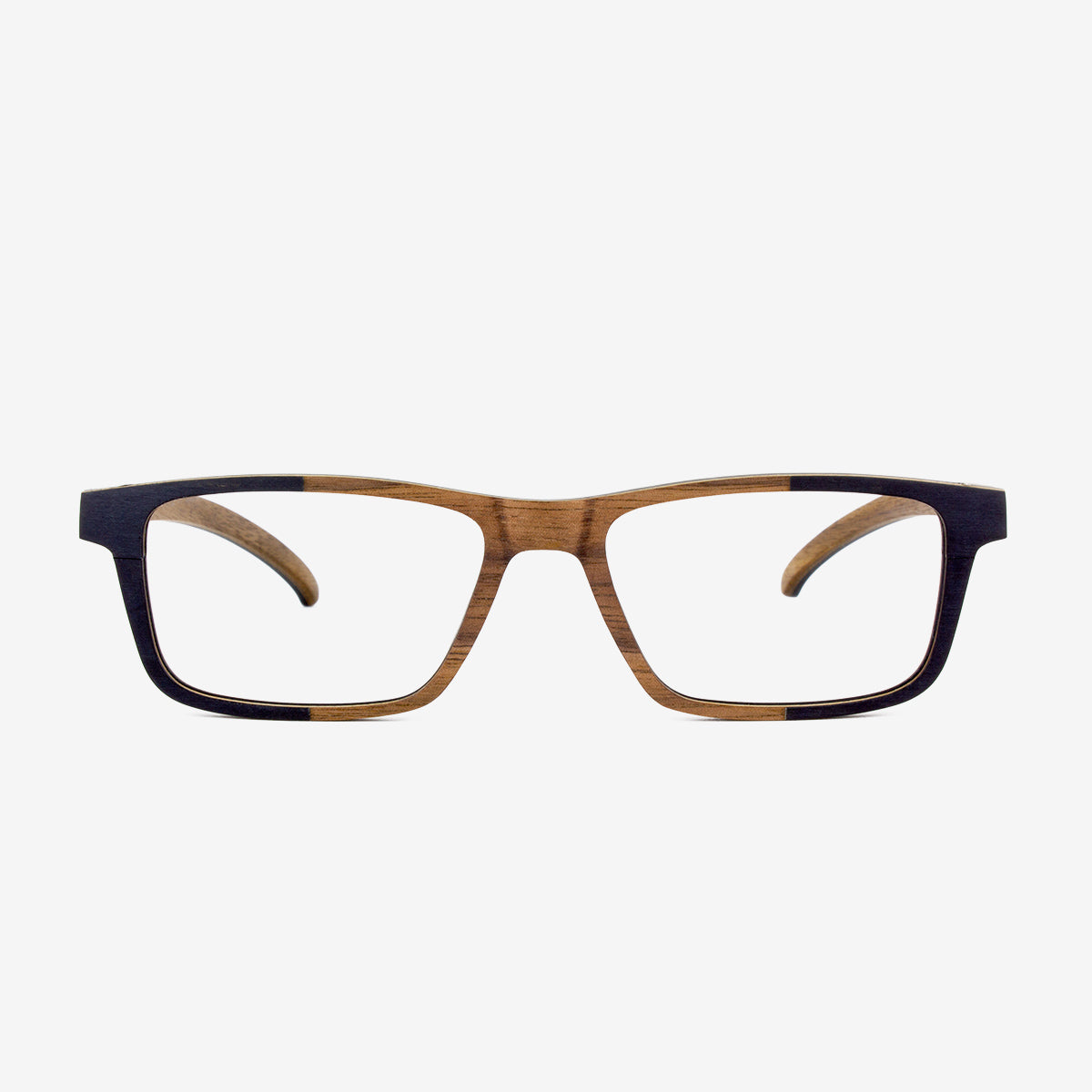 Handcrafted black maple and walnut wooden eyeglass frames