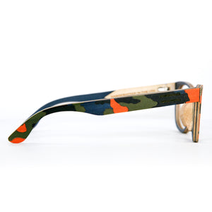 Orange camouflage wood sunglasses