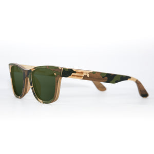 Green-multi camouflage wood sunglasses