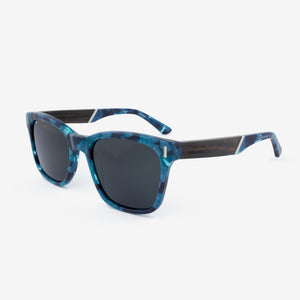 Flagler Paua Blue pearl acetate & wood sunglasses with ebony temples