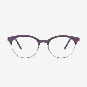 Lightweight purple wood and metal eyeglasses
