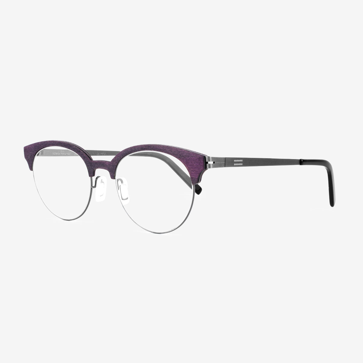 Lightweight purple wood and metal eyeglass frames