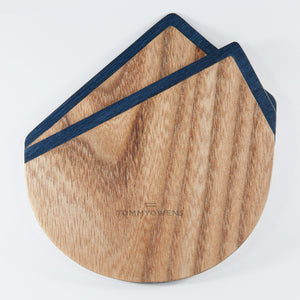 Wood Pocket Square | Teak &  Navy Blue